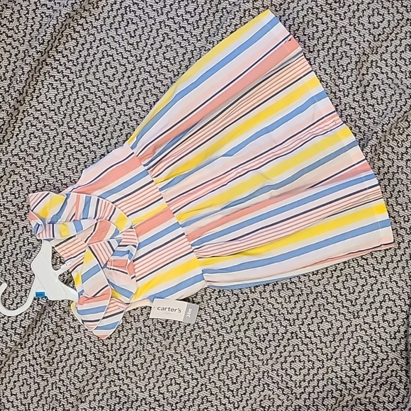 NWT Carter's Summer Long Stripe Dress with Layered Collar Size 24M - Picture 3 of 4